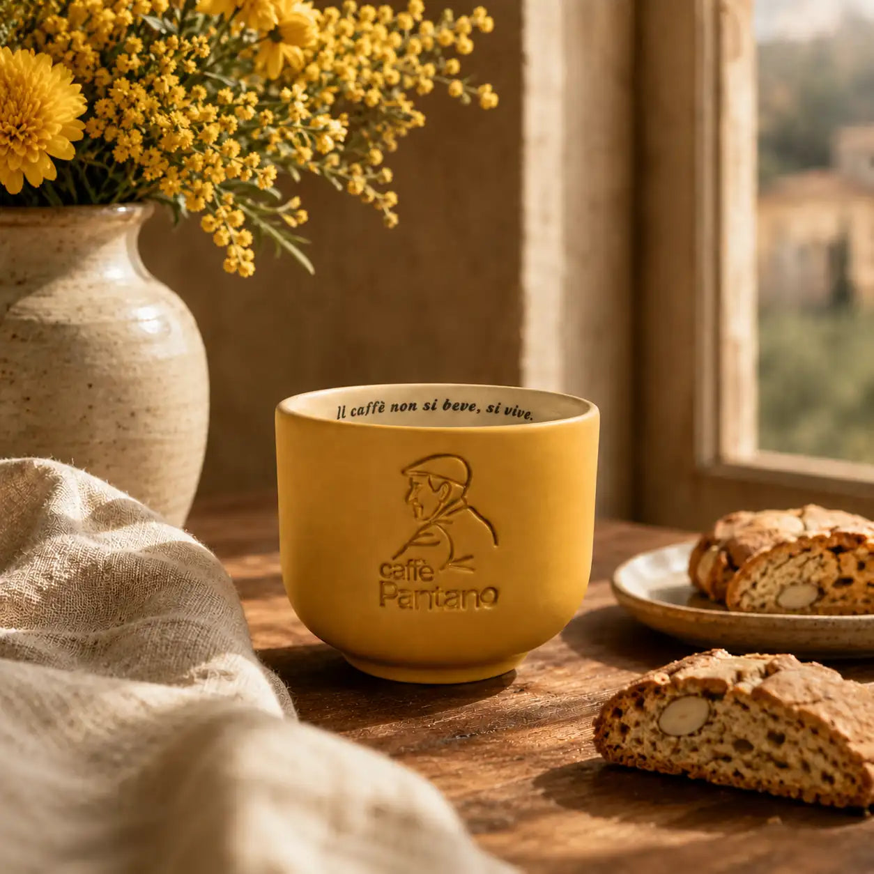 Caffè Pantano | Cappuccinotasse handgefertigt Gelb